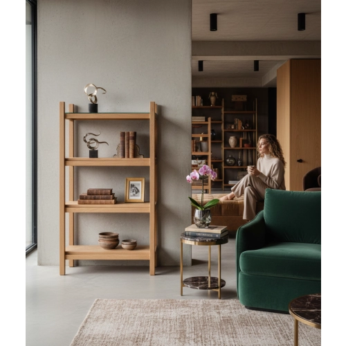 REGAŁ NA KSIĄŻKI  DREWNO LITE DĄB JESION OLCHA RNK-19